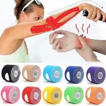 1 рулон кинезиологической ленты для мышц, спортивной, эластичной, физиотерапевтической (2,5 см X 5 м) чёрный