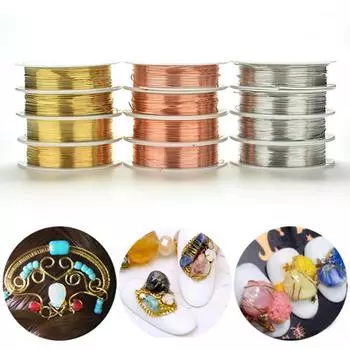 1 рулон, красные/серебряные/золотые бусины с ювелирным покрытием, медная проволока, аксессуары для изготовления, эластичные эластичные 0.4mm золотой