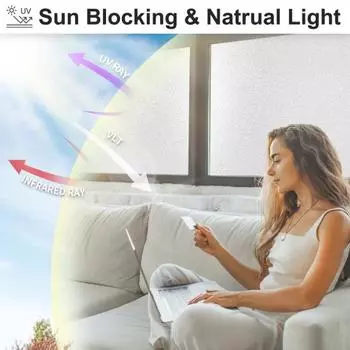 1 рулон матовой оконной пленки, энергосберегающий блок, защита от ультрафиолетовых лучей, сохранение конфиденциальности, простая установка, наклейка на стекло без остатков D