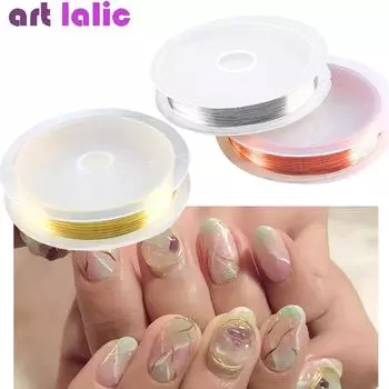 1 рулон, медная проволока, украшение для дизайна ногтей, украшения для ногтей, очаровательная линия, золото, серебро, бронза, маникюрный декор бронзовый