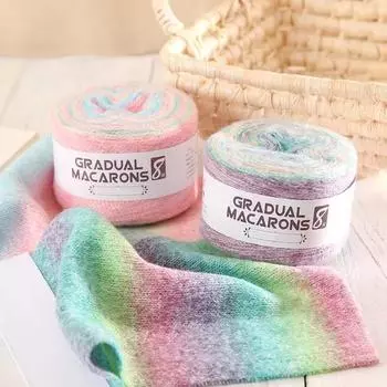 1 рулон мохеровой шерсти, окрашенной в радужную цветовую гамму, шерсть для макраме, ручная вязка крючком, свитер, пальто, шарф