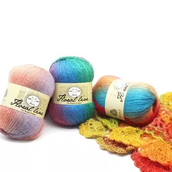 1 рулон, мягкая камвольная шерстяная кашемировая пряжа для вязания, радужные градиентные цвета, шаль «сделай сам», шарф, принадлежности для вязания крючком 202