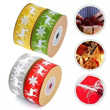 1 рулон новогодних высококачественных праздничных украшений ручной работы из полиэстера в виде снежинки лося, новая подарочная упаковочная лента