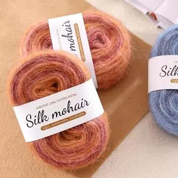 1 рулон окрашенных градиентных ниток для вязания крючком, не выпадающих волос, пряжа для вязания крючком, свитер, шарф