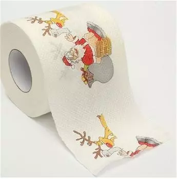 1 рулон печатной рождественской туалетной бумаги с цветным узором, праздничная туалетная бумага для ванной комнаты, креативное украшение