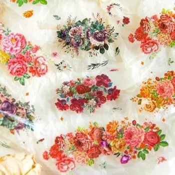 1 рулон ПЭТ-ленты с цветами, наклейки, водонепроницаемые, для предварительной резки, съемные, многоразовые, «сделай сам», журнал, скрапбукинг, молочный блокнот, планировщик, декоративная лента, наклейка D