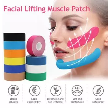 1 рулон пластыря для лифтинга мышц лица. Прочный клей. Хорошая растяжимость. Дышащий, не раздражающий. чёрный