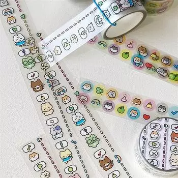 1 рулон подарочной ленты с изображением животных из мультфильмов, цветные цифры, разделительная линия для месяцев, наклейки, руководство по использованию, декоративные канцелярские принадлежности своими руками