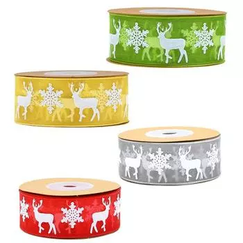 1 рулон полиэстеровой новой рождественской вечеринки своими руками, подарочная упаковка ручной работы, высококачественная лента со снежинками и лосем золотой