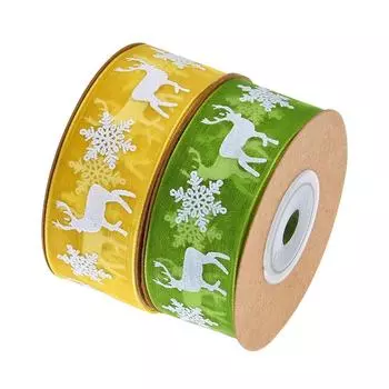 1 рулон полиэстеровой высококачественной подарочной упаковки, новая снежинка, лось, ручная работа, украшение для вечеринки, сделай сам, рождественская лента золотой