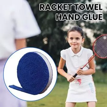 1 рулон полотенца для теннисной ракетки, 5 метров, суперпоглощающий пот, утолщенная лента для пота, отличное трение, противоскользящая, мягкая противоударная теннисная ракетка для бадминтона синий