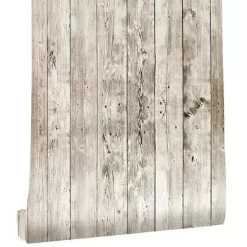 1 рулон Ретро Ностальгия 3D Вертикальные полосы Имитация текстуры древесины Деревянные панели ПВХ Наклейки на стены, Настенные украшения Кухня Гостиная Обои Наклейки 6m