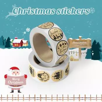 1 рулон рождественской клейкой клейкой темы, этикетка для печати, самостоятельная прочная, насыщенная, цветная подарочная коробка «сделай сам» B
