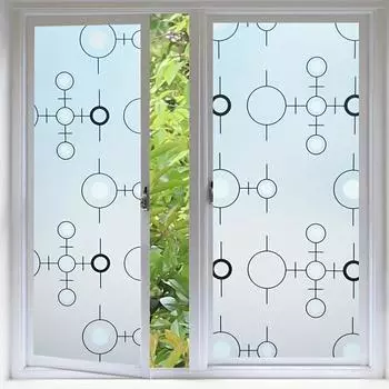 1 рулон самоклеящейся черно-белой пленки для изоляции окон с круговым узором, защита от УФ-излучения, непрозрачные наклейки на окна 5m