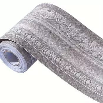 1 рулон самоклеящихся серых обоев, 3D водонепроницаемые края стен, подходящие для декоративных обоев для кухни, ванной комнаты серый
