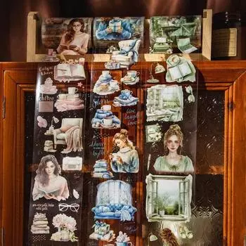 1 рулон, серия для чтения, ПЭТ-лента, наклейки, материал для украшения для скрапбукинга, принадлежности для ведения журнала, коллажа E