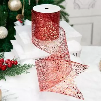 1 рулон сетчатой ленты в горошек с пайетками, праздничная декоративная тесьма 6,3 см*9 м