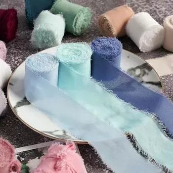 1 рулон шифоновой ленты ручной работы, длинные полиэстеровые свадебные приглашения, лента ручной работы с бахромой, украшение для вечеринки светло-розовый