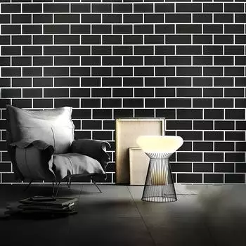 1 рулон старомодных обоев с черным кирпичом размером 17,7 * 393,7 дюйма с самоклеящимся и подвижным внутренним фоном и украшением вашего собственного дома! 45*1000cm/17.7 * 393.7in