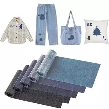 1 рулон тканевой наклейки для украшения куртки, джинсовая черная заплатка, синяя джинсовая заплатка, утюжок для ремонта дырок в одежде, прямоугольник ручной работы 8x51 см