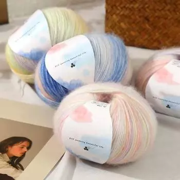1 рулон толстых ниток шерстяная пряжа для свитера шарф мохеровая пряжа DIY градиентная цветная пряжа для вязания ручная тканая пряжа мягкая