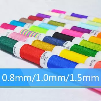 1 рулон/упаковка 0,8/1,0/1,5 мм, высококачественный шнур макраме, нейлоновый шнур, браслет «сделай сам», китайский узел, плетеная нить, нить, бисер, кисточки 0.8mm*20m чёрный
