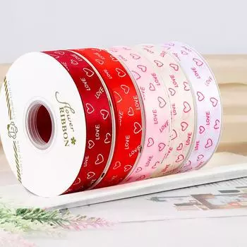 1 рулон упаковочного материала для вечеринок, подарков, атласных лент, букетов, декора, своими руками, на День святого Валентина, лент с принтом в виде сердца