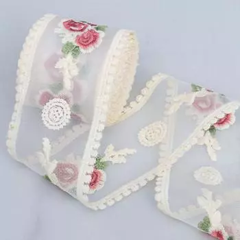 1 рулон вышивальных лент для шитья костюма с цветочным принтом, декора платья, кружевной отделки, аксессуаров для головных уборов, подарочной упаковки, ручной работы своими руками