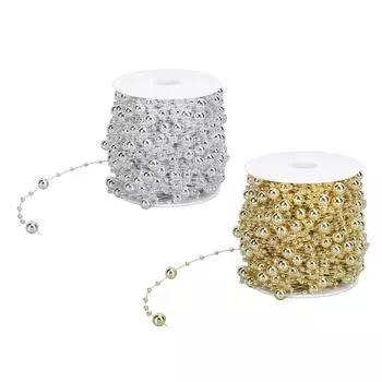 1 рулон жемчужных бусин, цепочка из искусственного жемчуга, отделочная нить для цветочного венка, свадебного букета, вечеринки Gold