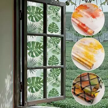1 рулонная пленка для окон, напечатанная на ПВХ, водонепроницаемая наклейка на окно, прозрачная наклейка на стекло, многоразовые наклейки на окна, анти-УФ 0.4*1m