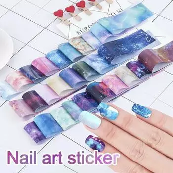 1 секундная наклейка 10 шт./компл. Galaxy Nail Sky Paper 20*4 см наклейка для ногтей разноцветный