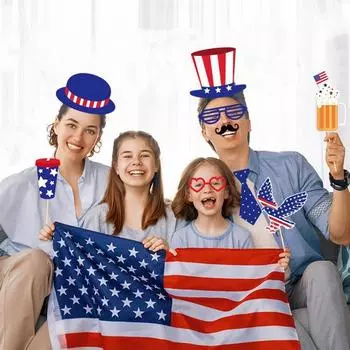 1 Set 4th of July Booth Day Frame Set Independence Photo Party Props Red