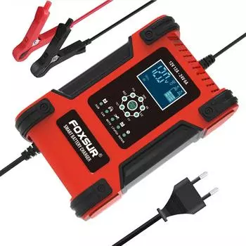 1 комплект 7-сегментного интеллектуального зарядного устройства 12 В/24 В/12 А для свинцово-кислотных аккумуляторов, зарядное устройство с индикатором дневного света красный