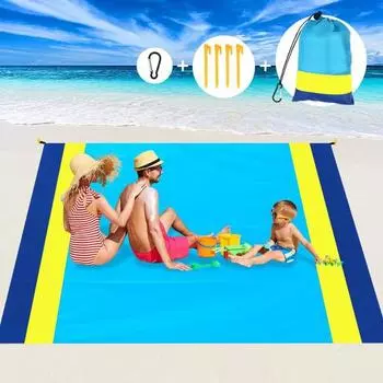 1 комплект пляжного коврика с фиксирующим колышком, влагостойкий портативный уличный коврик для кемпинга, оборудование для палатки для пеших прогулок A