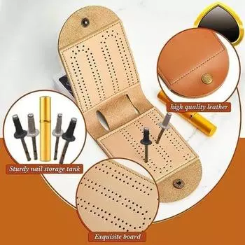 1 Set Cribbage Wars Board Game with Pegs Faux Leather Interactive Foldable Portable