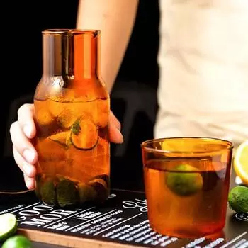 1 Set Drinking Alone Tea Pot Drinkware Accessories 1 Set High Glass Tea Pot Creative Colorful Small Capacity Cool Water Pot Bar зелёный