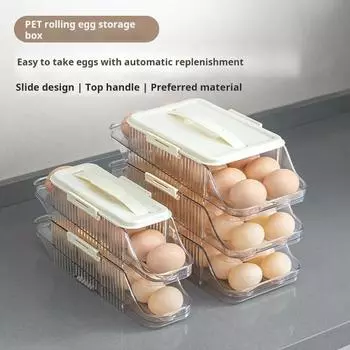 1 комплект, коробка для хранения яиц, 36925 слоев, автоматическая прокатка, большая емкость, органайзер для яиц, боковая дверь холодильника, диспенсер для яиц B Dual Layer