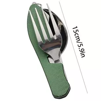 1 set foldable camping utensil-multi-functional knife, fork, spoon combo for outdoor activities camping picnic travel чёрный