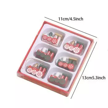 1 Set Glam Style Christmas Tree Ornaments, Geometric Pattern Wooden Train Hanging Decor, Lacquered Finish, Arts Theme,No Electricity or Battery Needed