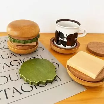 1 комплект подставок для гамбургеров с подставкой в форме бургера, деревянная подставка для горячих блюд