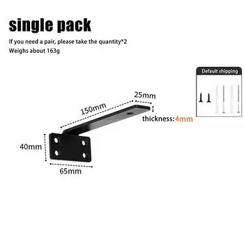 1 Set Heavy Duty Cast Iron Shelves Brackets Floating Shelf Brackets 4Mm Thicked Invisible L Brackets For Shelves Support 6in чёрный