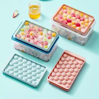 1 Set Ice Cube Mold Freezer Ice Tray With Ice Scoop And Tongs, Easy To Release Ice Cubes Mold With Storage Box For Refrigerat