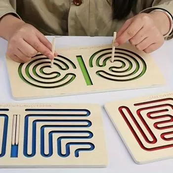 1 набор развивающих игрушек для левого и правого полушария мозга, обучающих траекторий, пазлов для раннего образования, деревянных учебных пособий, развивающих игрушек в подарок красный