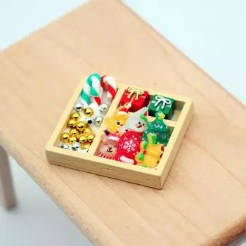 1 Set Mini Hanging Tree Model Dollhouse Colourful Candy Christmas Gift Box Miniatures Holiday Decoration Doll Accessories one size