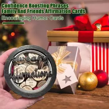 1 Set Mini Sweary Affirmation Discs Motivational Statement Wooden Chips Daily Positive Inspirational Affirmations Cards