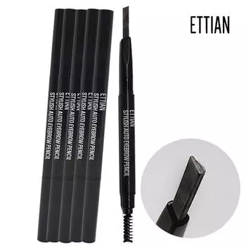 1 set of 6 // Etienne Stylish Auto Eyebrow Triangle Pencil, 04 dark brown