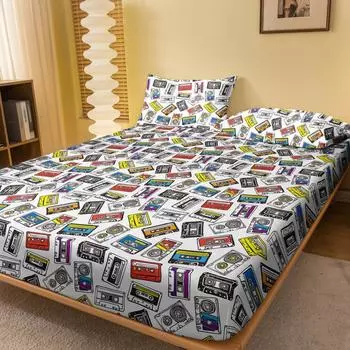 1 Set Of Magnetic Tape Patterned Frosted Bed Sheets, Bedroom Printed Bed Covers, Bedding (Excluding Pillowcases) 71x132cm