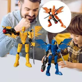 1 Set Robot Action Figure with Wing Accessories 3D Printed Multi-jointed Movable Robot Model Articulated Dummy красный