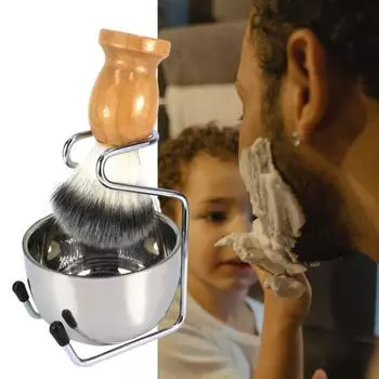 1 комплект для бритья без резкого запаха 3-в-1 мужская щетка для чистки бороды с пенящейся чашей для ежедневного использования серебряный