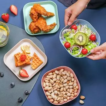 1 набор вертелов косточка тарелка штабелируемая без заусенцев приподнятое дно упаковка еда не трескается фрукты торт закуски десерт сервировочный поднос кухонные принадлежности Square зелёный